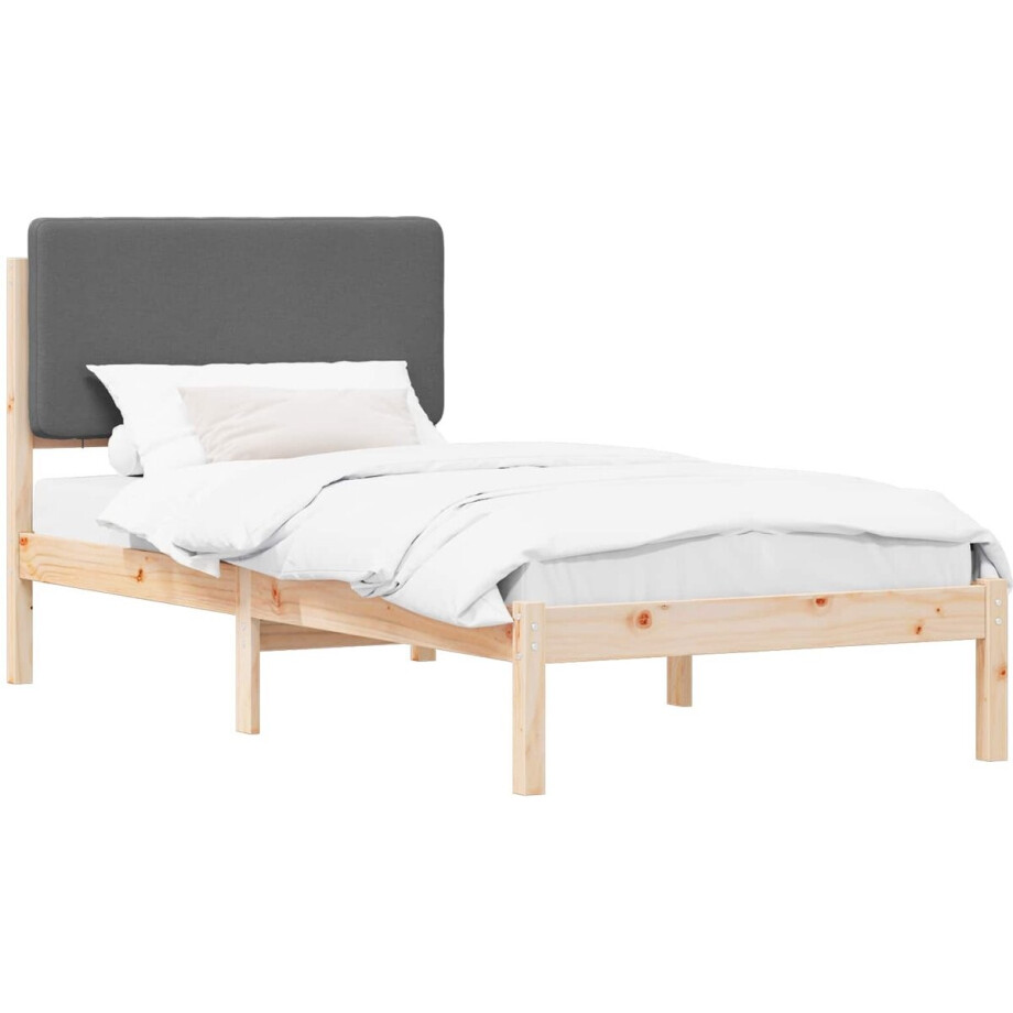 vidaXL - Bedframe - met - Gevoerde - Hoofdbord - Donkergrijs - 75 - x - 190 - cm afbeelding 1