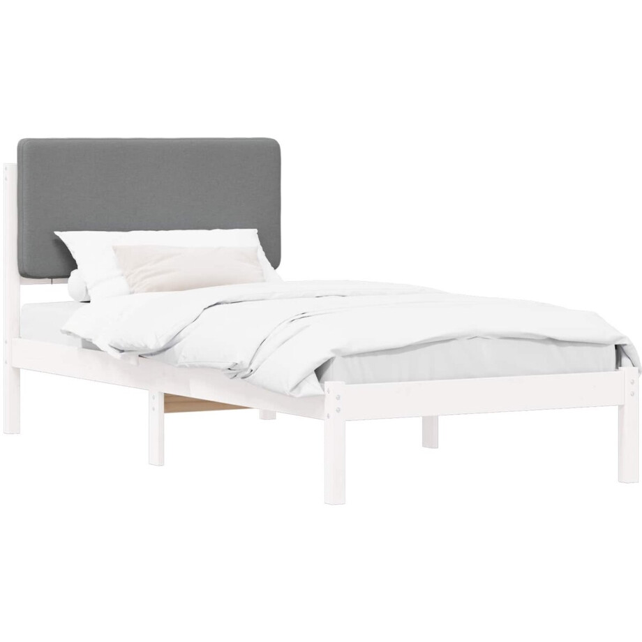 vidaXL - Bedframe - met - Gevoerde - Hoofdbord - Lichtgrijs - 80 - x - 200 - cm afbeelding 1