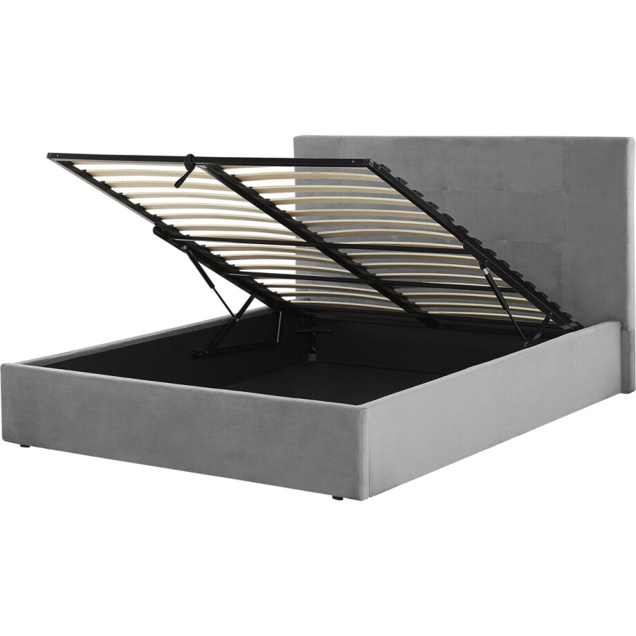 BELIANI LORIENT - Bed met opbergruimte - Lichtgrijs - 140 x 200 cm - Fluweel BELIANI LORIENT - Bed met opbergruimte - Lichtgrijs - 140 x 200 cm - Fluweel afbeelding 1