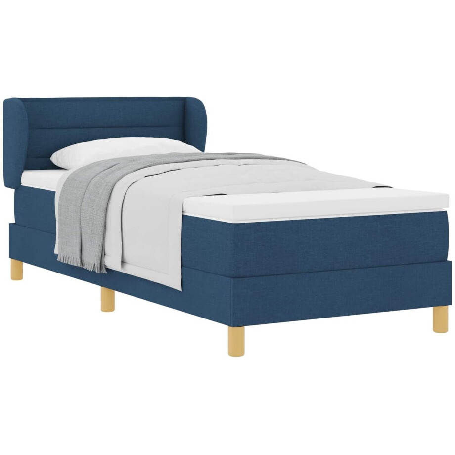 vidaXL - Boxspring - bed - met - matras - met - hoofdeinde - Blauw - 100 - x - 200 - cm - Stof vidaXL - Boxspring - bed - met - matras - met - hoofdeinde - Blauw - 100 - x - 200 - cm - Stof afbeelding 1