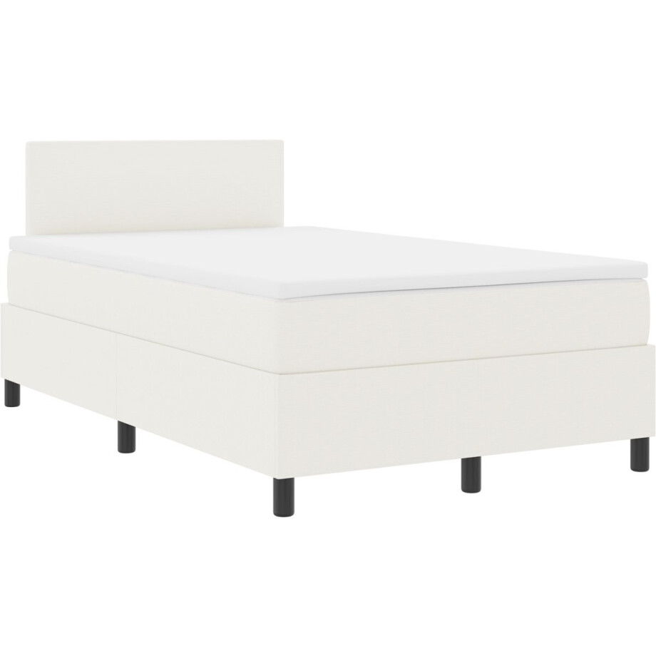 vidaXL - Boxspring - bed - Crème - en - Wit - 120 - x - 190 - cm - Corduroy - stof afbeelding 1