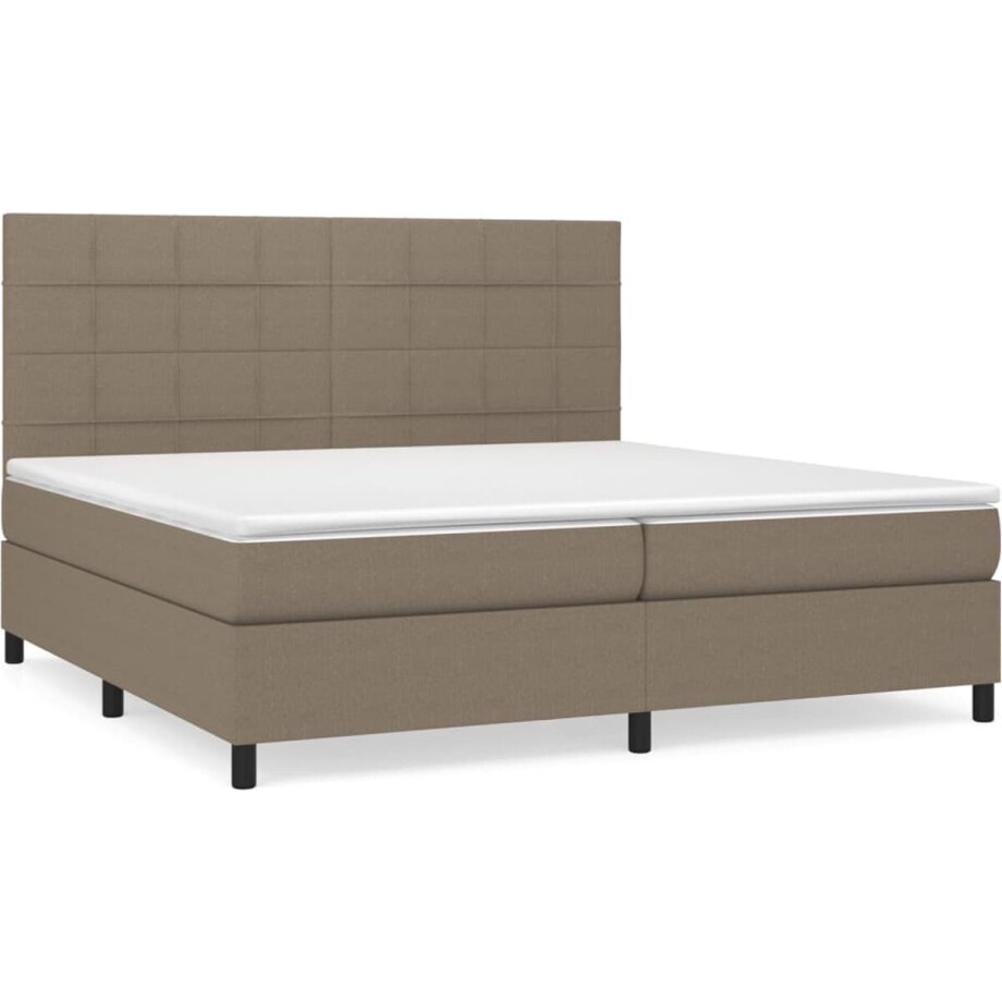 vidaXL - Boxspring - met - matras - stof - taupe - 200x200 - cm vidaXL - Boxspring - met - matras - stof - taupe - 200x200 - cm afbeelding 1