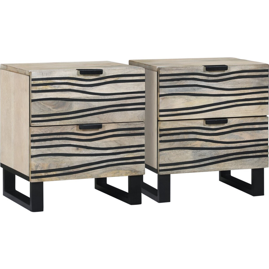 vidaXL - Nachtkastje - 2 - st - Wit - 40 - x - 33 - x - 46 - cm - Bewerkt - hout afbeelding 1