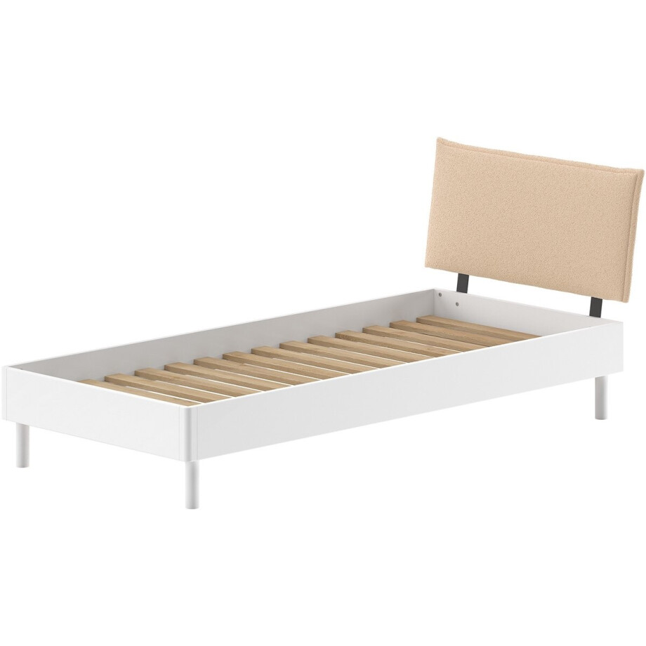 Eenpersoonsbed Forrest 90x200cm - massief beukenhout - wit/beige - Vipack - Eenpersoons bedkader - Wit - Hout Eenpersoons Normaal bed afbeelding 1