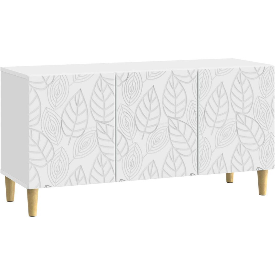 vidaXL - TV - Kast - 99 - x - 34,5 - x - 50 - cm - Wit - Bewerkt - hout vidaXL - TV - Kast - 99 - x - 34,5 - x - 50 - cm - Wit - Bewerkt - hout afbeelding 1