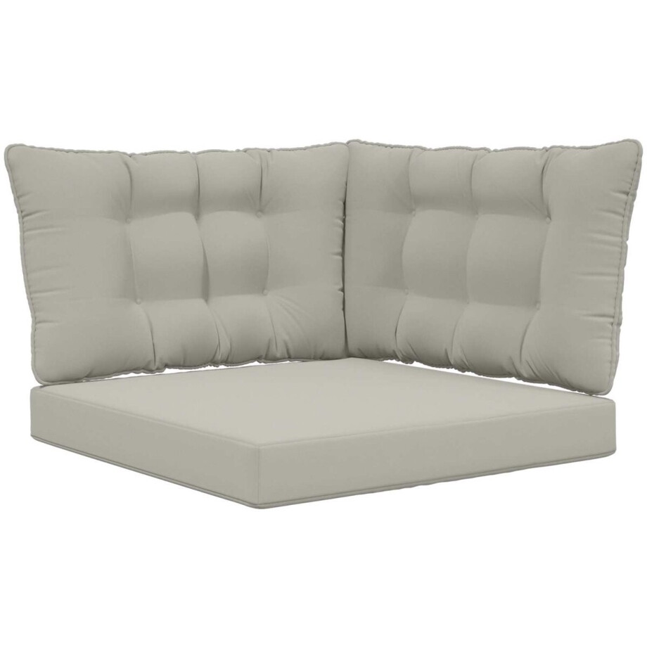 vidaXL - Buitenbankkussen - 3 - pcs - Grijs - Polyester vidaXL - Buitenbankkussen - 3 - pcs - Grijs - Polyester afbeelding 1