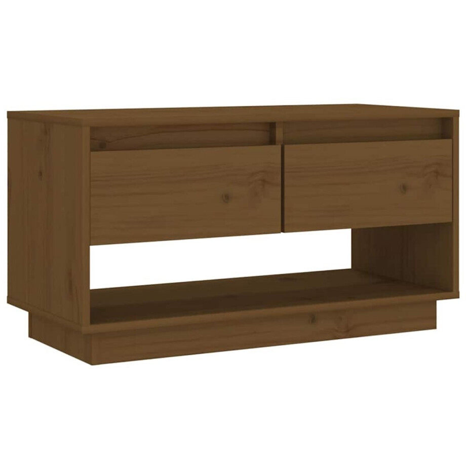 vidaXL - Tv-meubel - 74x34x40 - cm - massief - grenenhout - honingbruin vidaXL - Tv-meubel - 74x34x40 - cm - massief - grenenhout - honingbruin afbeelding 1