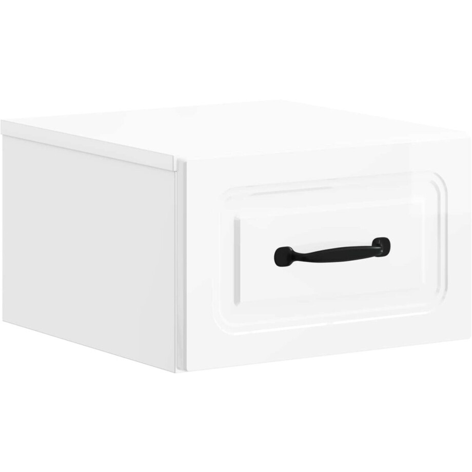 vidaXL - Muurbevestigde - Nachttafel - Hoogglans - Wit - 34,5 - x - 33 - x - 20 - cm vidaXL - Muurbevestigde - Nachttafel - Hoogglans - Wit - 34,5 - x - 33 - x - 20 - cm afbeelding 1