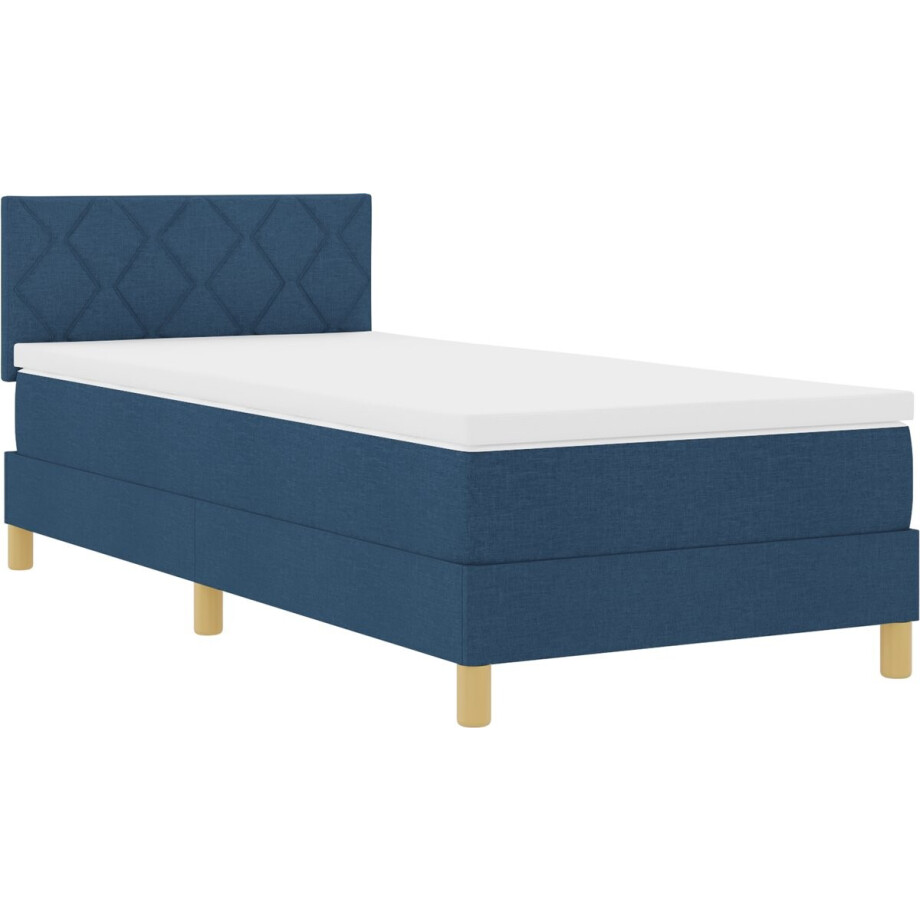 vidaXL - LED - Box - Spring - Bed - met - hoofdeinde - Blauw - 90 - x - 200 - cm - Stof vidaXL - LED - Box - Spring - Bed - met - hoofdeinde - Blauw - 90 - x - 200 - cm - Stof afbeelding 1
