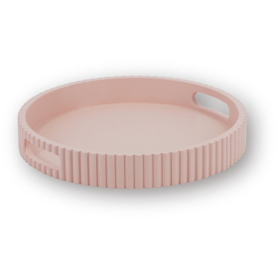 Housevitamin Dienblad 25,5x25,5 cm – Lichtroze– Geribbelde Rand – MDF – 4 cm Hoog – Nordic Design – Decoratief & Functioneel afbeelding 1