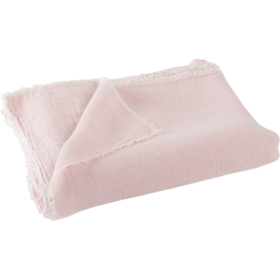 J-Line plaid Stonewashed - linnen - roze - 200 x 150 cm afbeelding 1