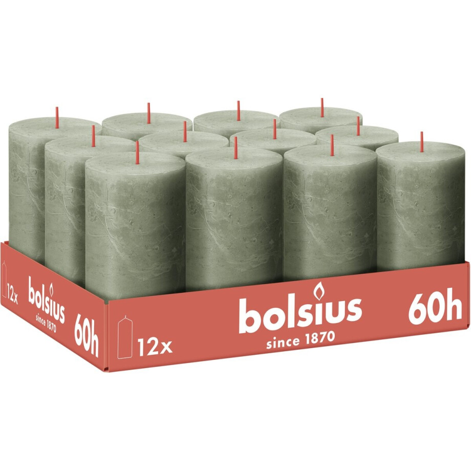 Bolsius - Rustieke Kaars - Groen - 12 stuks - 13 cm - 60 branduren Bolsius - Rustieke Kaars - Groen - 12 stuks - 13 cm - 60 branduren afbeelding 1