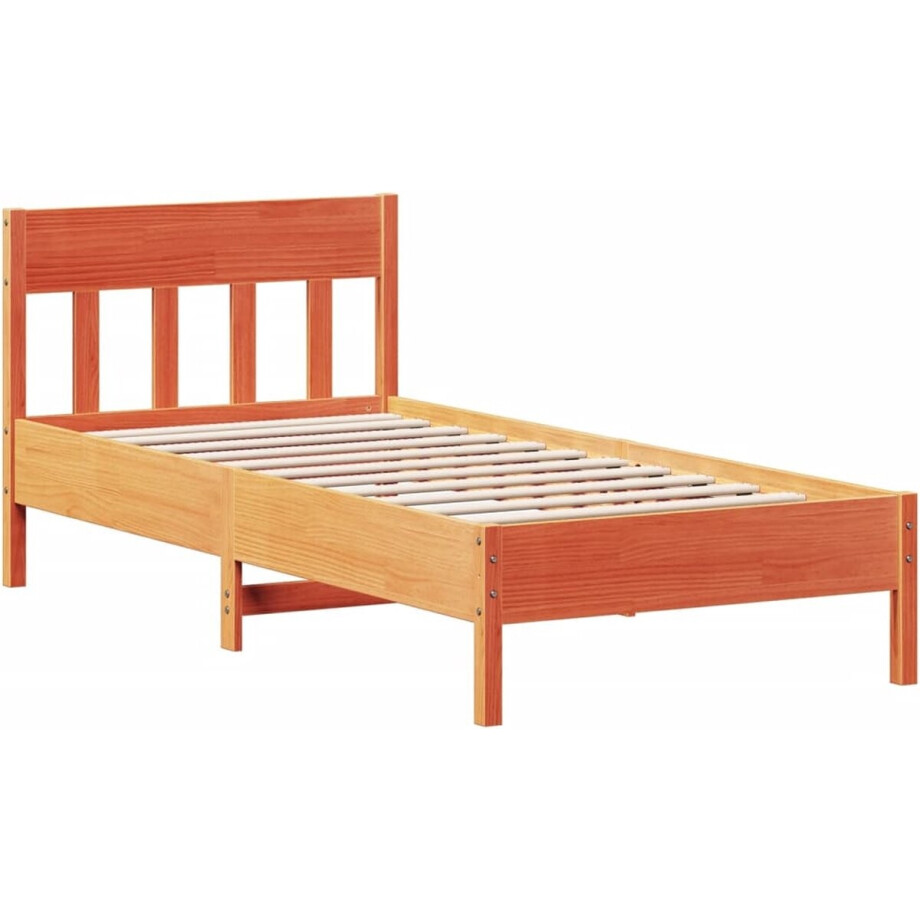 vidaXL - Bedframe - zonder - matras - massief - grenenhout - wasbruin - 90x200 - cm afbeelding 1