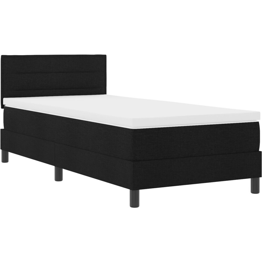 vidaXL - Boxspring - bed - met - hoofdeinde - Zwart - 90 - x - 190 - cm - Stof vidaXL - Boxspring - bed - met - hoofdeinde - Zwart - 90 - x - 190 - cm - Stof afbeelding 1