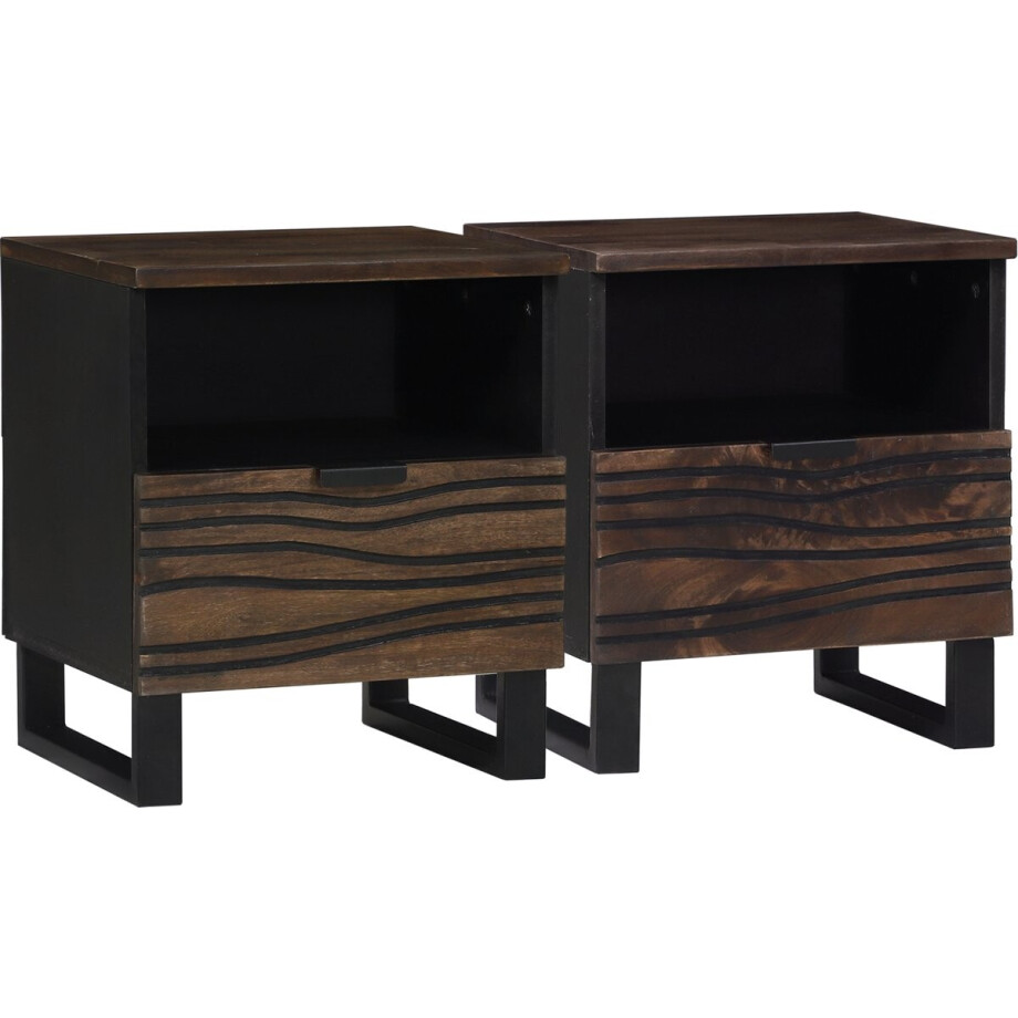 vidaXL - Nachtkastje - 2 - st - Walnotenhout - 40 - x - 33 - x - 46 - cm - Bewerkt - hout vidaXL - Nachtkastje - 2 - st - Walnotenhout - 40 - x - 33 - x - 46 - cm - Bewerkt - hout afbeelding 1