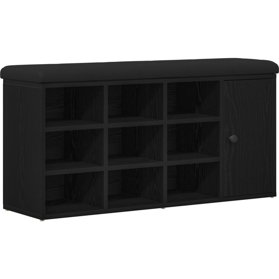 vidaXL - Opslagbank - met - plank - Zwart - Eiken - 102 - x - 32 - x - 50 - cm - Bewerkt - hout afbeelding 1