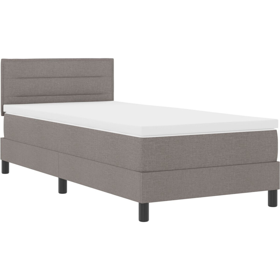 vidaXL - Boxspring - bed - met - hoofdeinde - Taupe - 80 - x - 200 - cm - Stof vidaXL - Boxspring - bed - met - hoofdeinde - Taupe - 80 - x - 200 - cm - Stof afbeelding 1