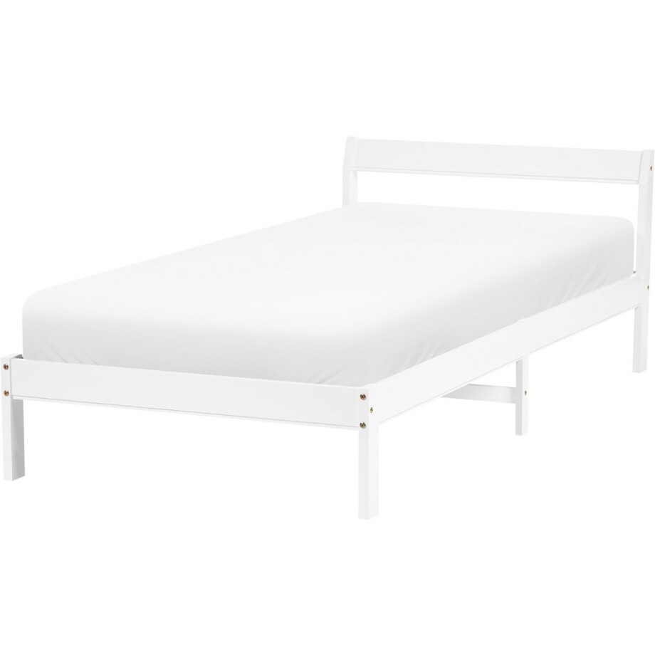 MADONE - Eenpersoonsbed - Wit - 90 x 200 cm - Dennenhout MADONE - Eenpersoonsbed - Wit - 90 x 200 cm - Dennenhout afbeelding 1
