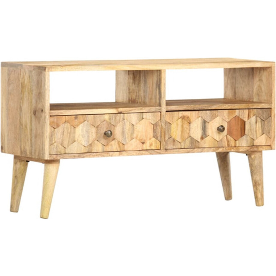 vidaXL - Tv-meubel - 90x30x50 - cm - massief - mangohout vidaXL - Tv-meubel - 90x30x50 - cm - massief - mangohout afbeelding 1