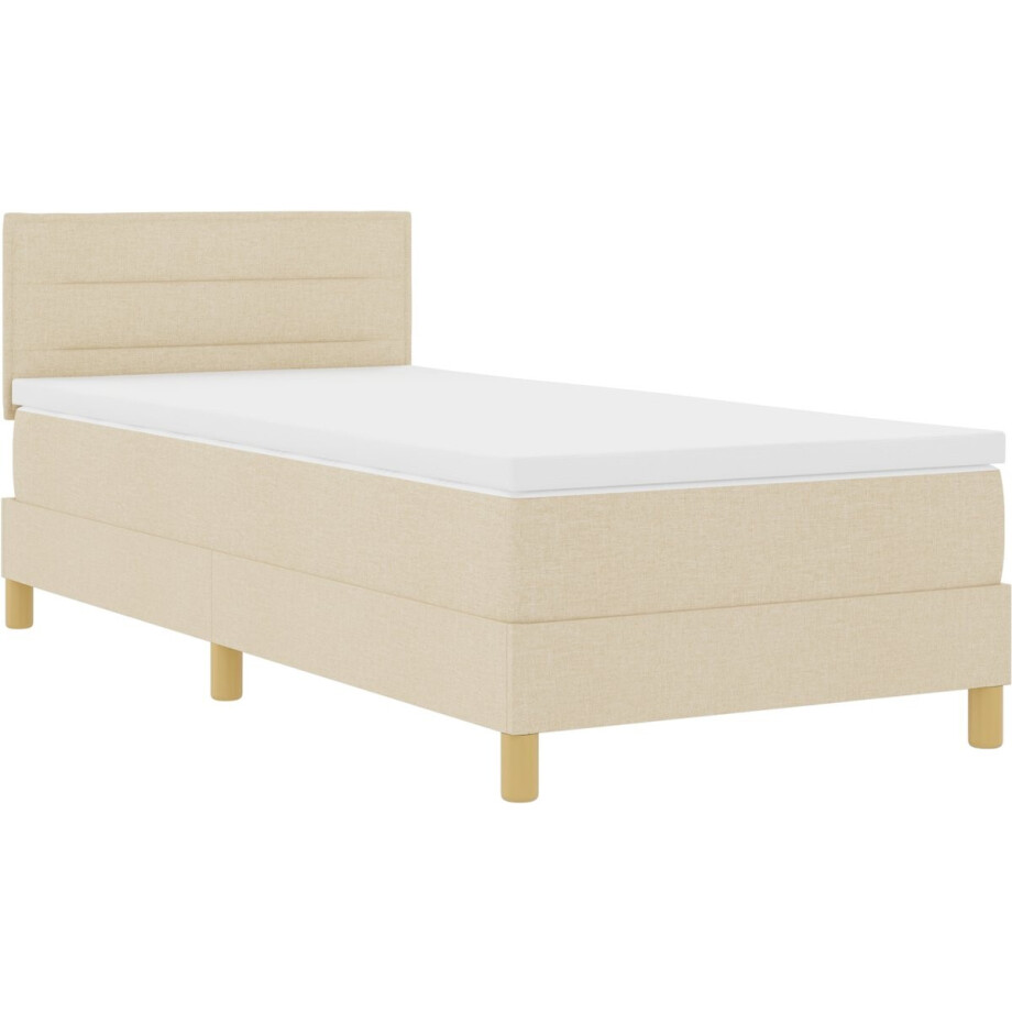 vidaXL - Boxspring - bed - met - kussen - met - hoofdeinde - Crème - 80 - x - 200 - cm - Stof afbeelding 1