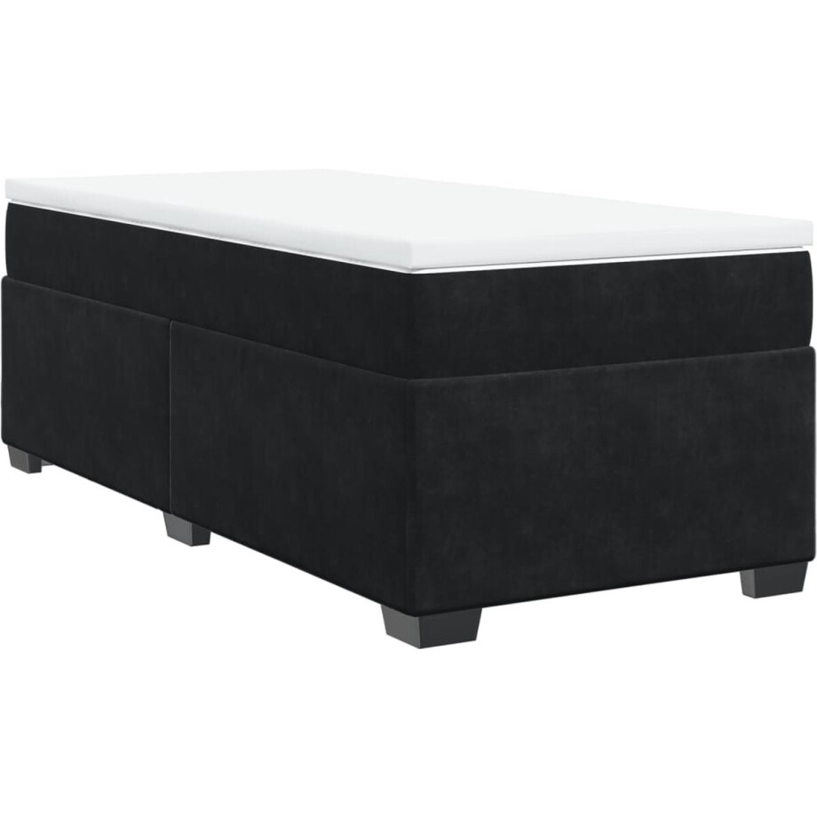 vidaXL - Boxspring - met - matras - fluweel - zwart - 100x200 - cm afbeelding 1