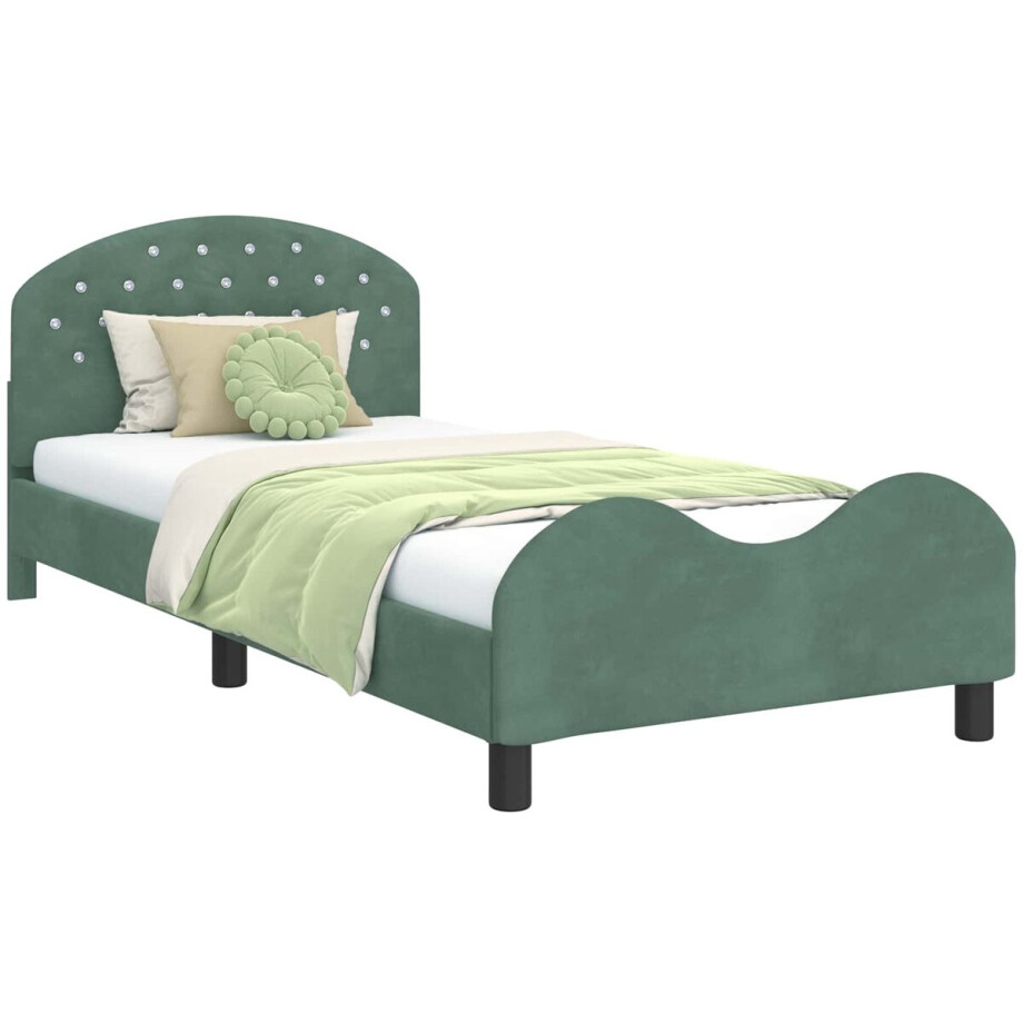 vidaXL - Kinderen - bedframe - met - hoofdboard - Zeegroen - 80 - x - 200 - cm - Fluweel vidaXL - Kinderen - bedframe - met - hoofdboard - Zeegroen - 80 - x - 200 - cm - Fluweel afbeelding 1