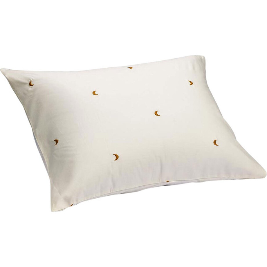 Yumeko kussensloop katoen satijn warm wit/ochre moon 50x60 Yumeko kussensloop katoen satijn warm wit/ochre moon 50x60 afbeelding 1