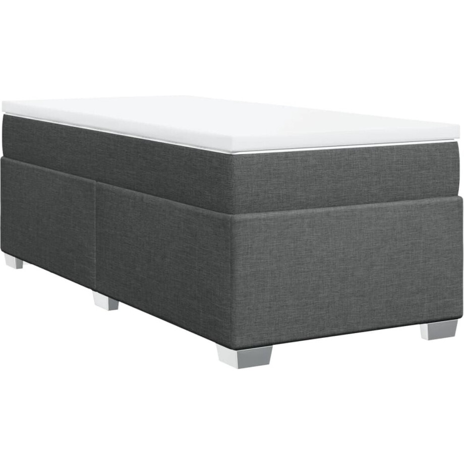 vidaXL - Boxspring - met - matras - stof - donkergrijs - 90x190 - cm afbeelding 1