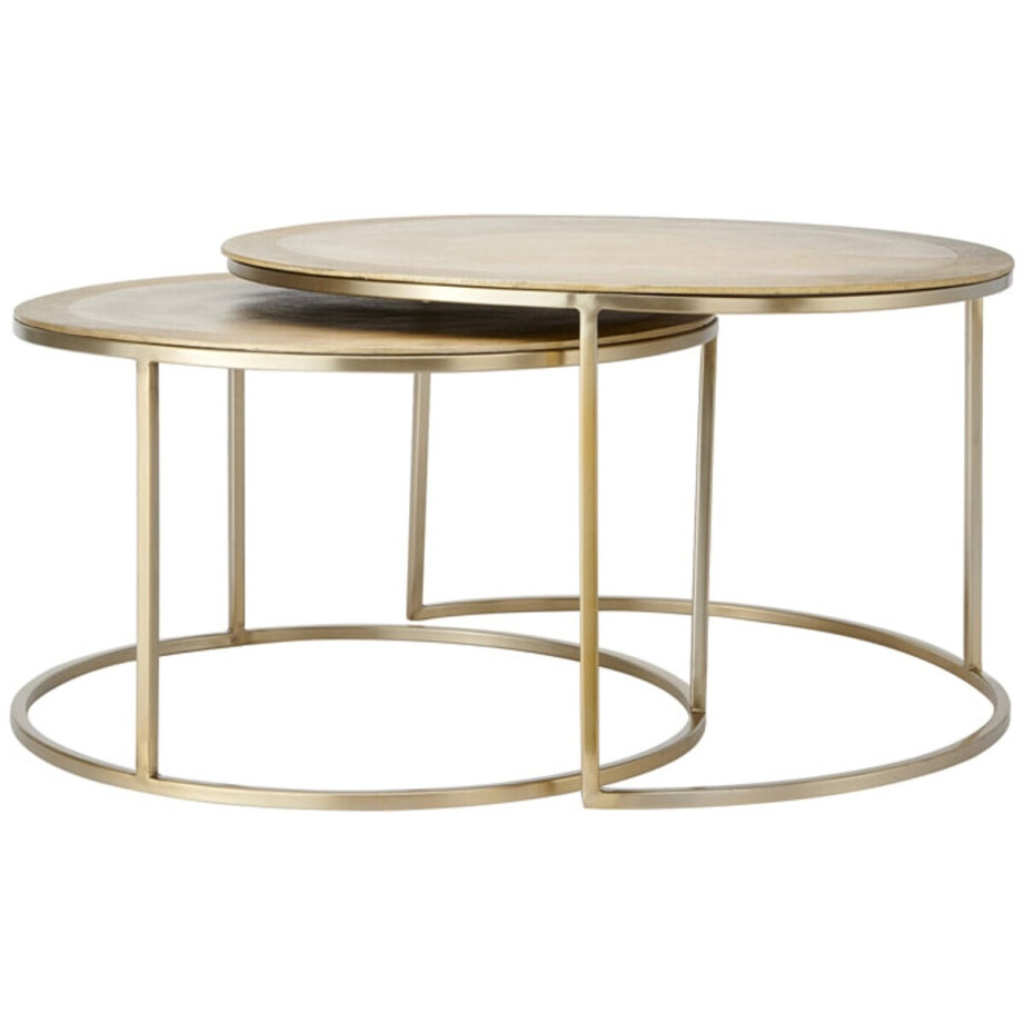 Light & Living Salontafel Talca - Licht Goud - Ø75cm +Ø65cm - Modern afbeelding 1