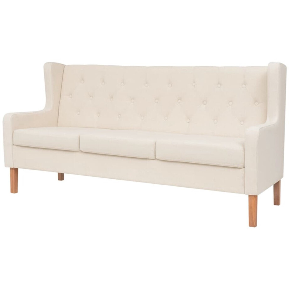 vidaXL Driezitsbank - Stof - Crèmewit - 180 cm Drie Persoons Bank - Sofa - Banks Kopen - Salon Meubilair - Creme Wit Bank afbeelding 1
