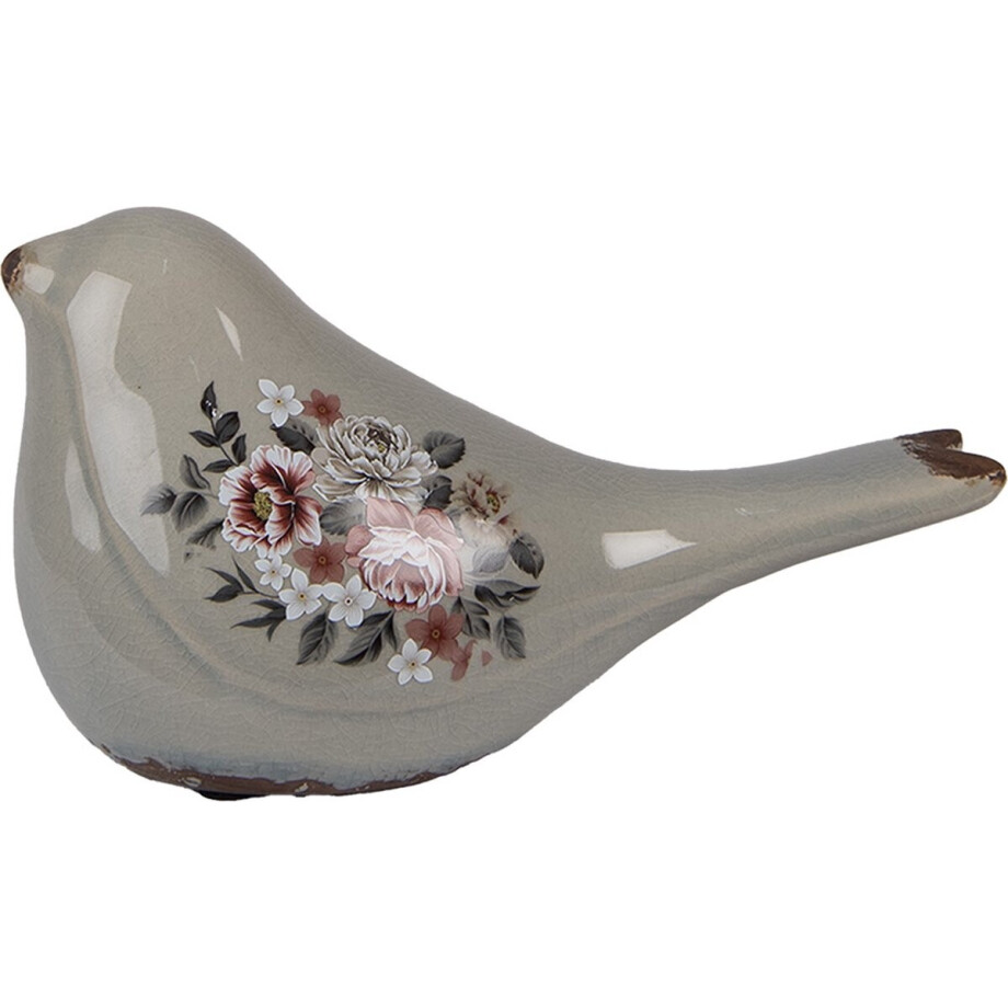 Clayre & Eef Decoratie Beeld Vogel 21x9x11 cm Grijs Keramiek afbeelding 1