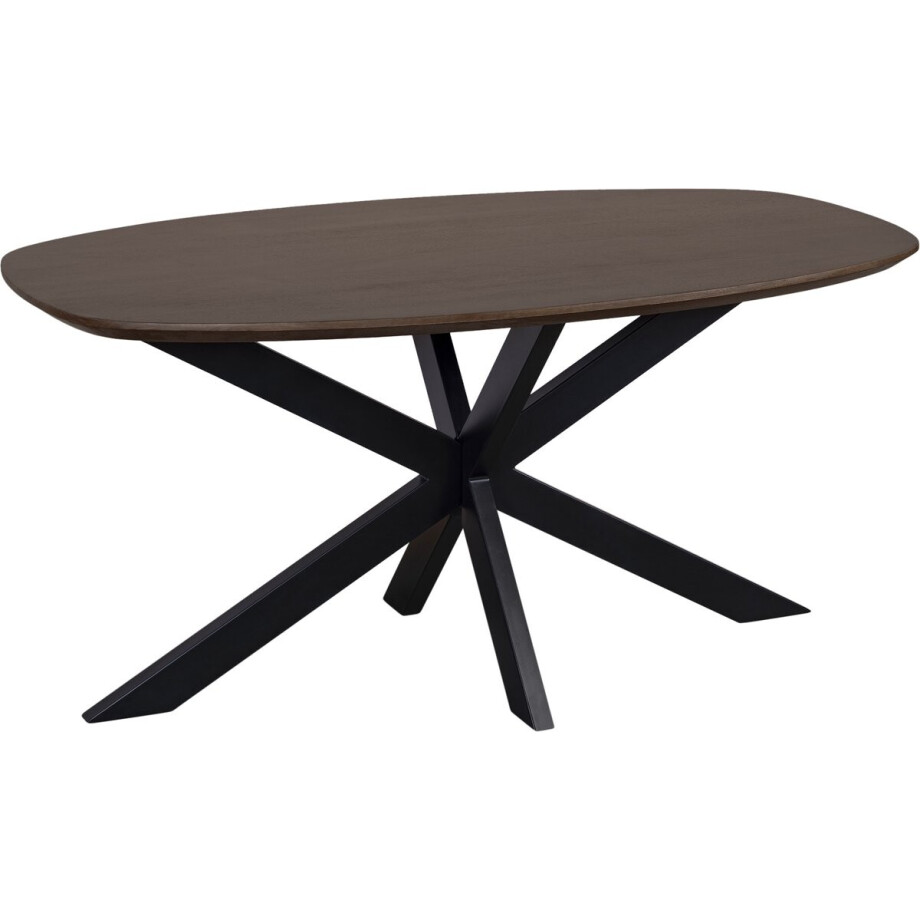 QUVIO Eettafel Sofia - Deens Ovaal - 160 x 90 cm - Stalen kruispoot - FSC® gecertificeerd mangohout - Walnoot bruin afbeelding 1