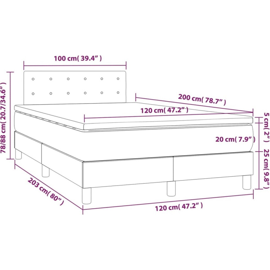 vidaXL - Boxspring - met - matras - stof - taupe - 120x200 - cm vidaXL - Boxspring - met - matras - stof - taupe - 120x200 - cm afbeelding 1