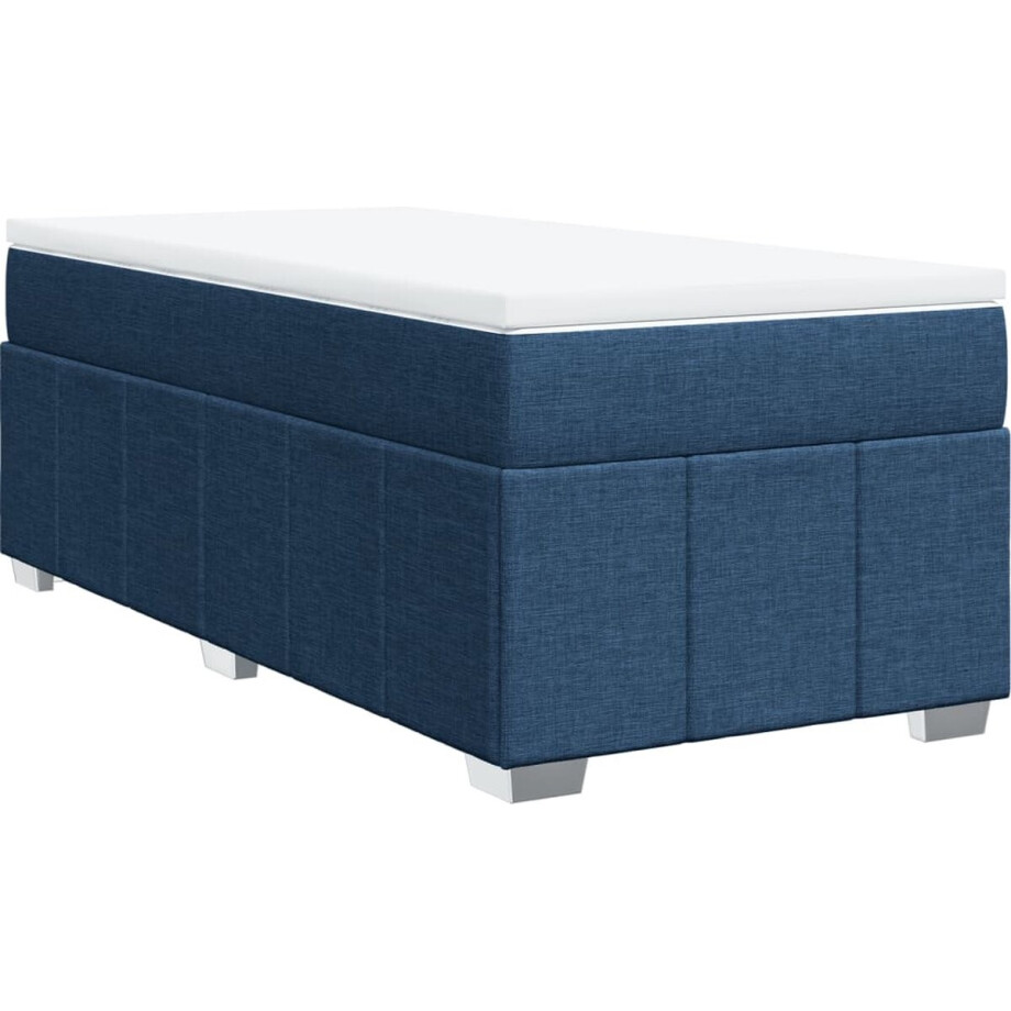 vidaXL - Boxspring - met - matras - stof - blauw - 100x200 - cm afbeelding 1