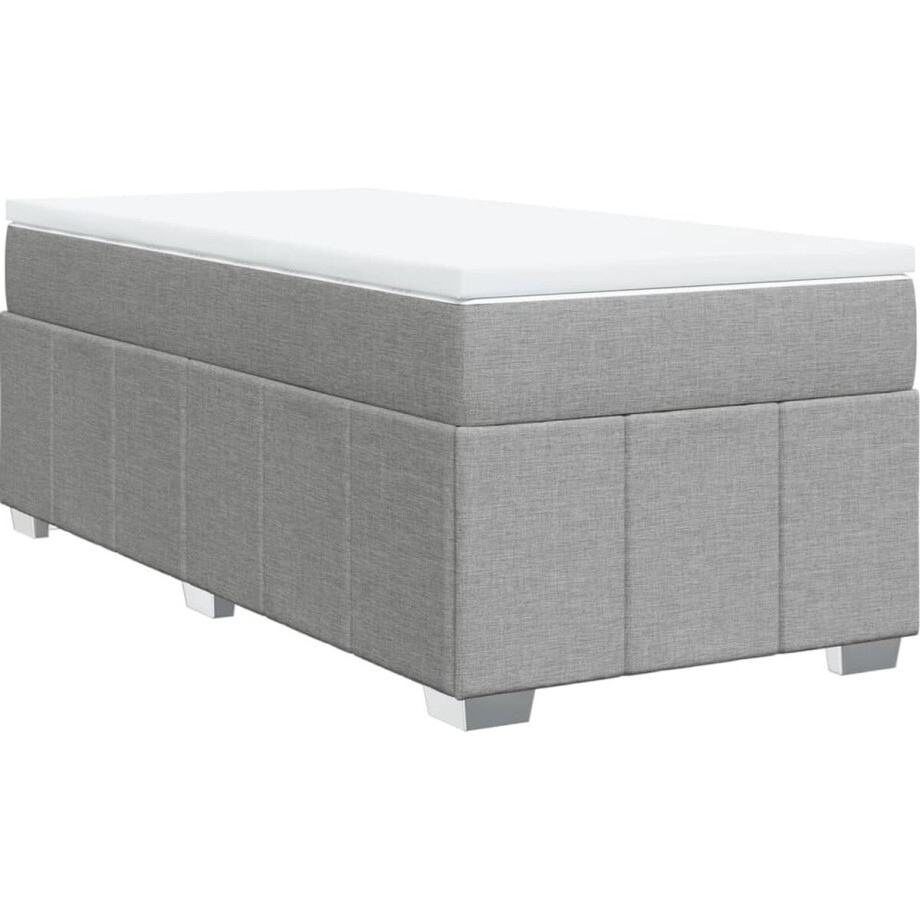 vidaXL - Boxspring - met - matras - stof - lichtgrijs - 100x200 - cm vidaXL - Boxspring - met - matras - stof - lichtgrijs - 100x200 - cm afbeelding 1