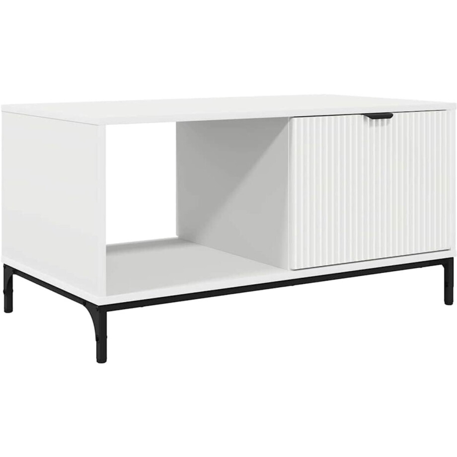 vidaXL - Salontafel - Wit - 90 - x - 49 - x - 46 - cm - Bewerkt - hout afbeelding 1