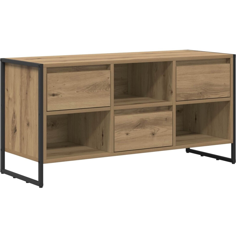 vidaXL - TV - Kast - Ambachtelijk - Eiken - 100 - x - 36 - x - 49,5 - cm - Bewerkt - hout vidaXL - TV - Kast - Ambachtelijk - Eiken - 100 - x - 36 - x - 49,5 - cm - Bewerkt - hout afbeelding 1