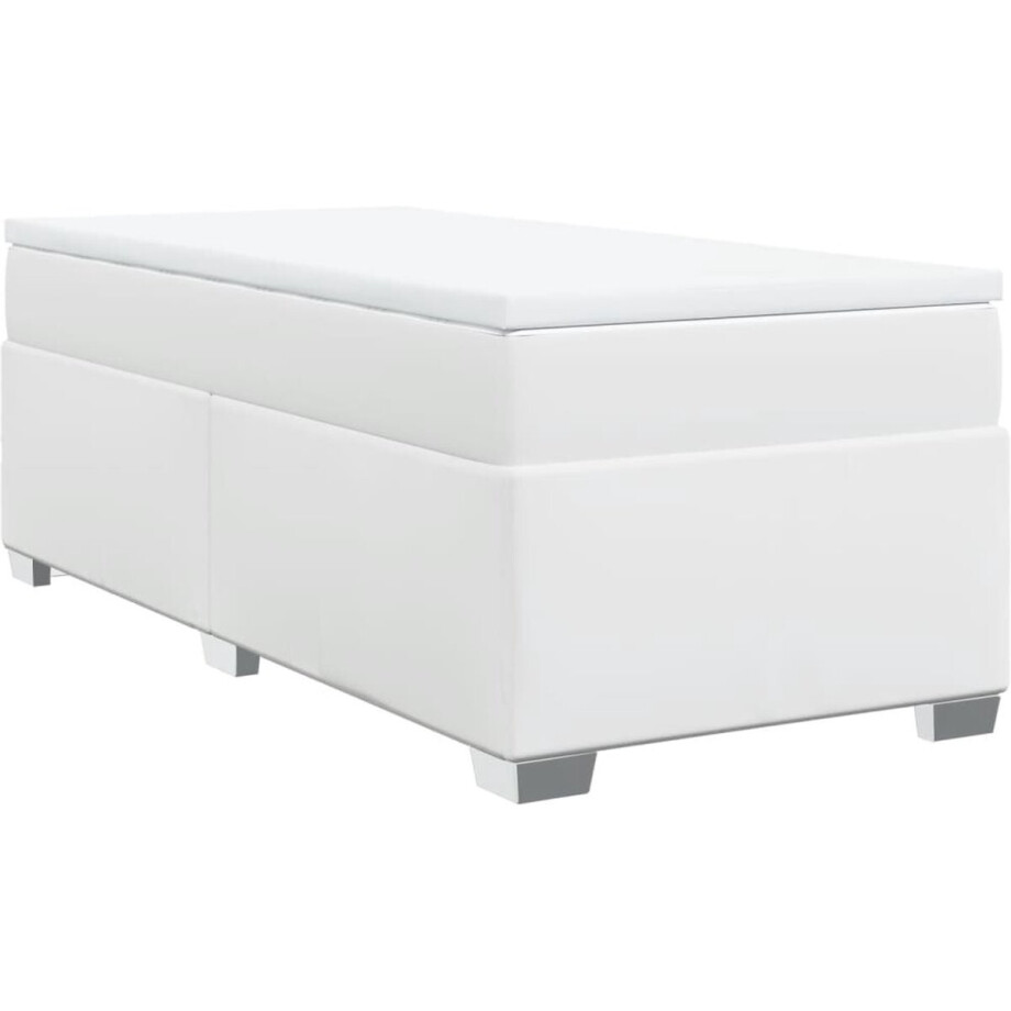 vidaXL - Boxspring - met - matras - kunstleer - wit - 100x200 - cm vidaXL - Boxspring - met - matras - kunstleer - wit - 100x200 - cm afbeelding 1