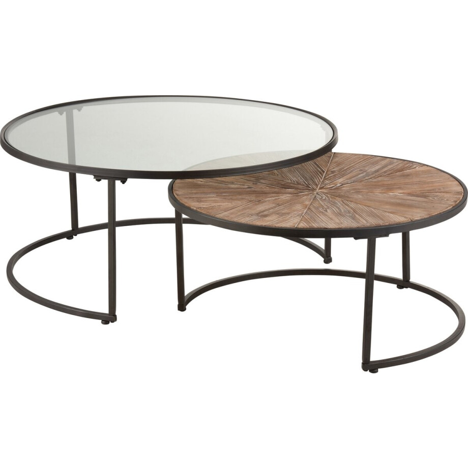 J-Line salontafel Rond - metaal - zwart - 2 stuks afbeelding 1
