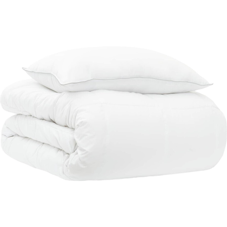 vidaXL - Volledig - Jaar - Deken - Set - 2 - st - 135 - x - 200 - cm - Alle - seizoenen - Wit afbeelding 