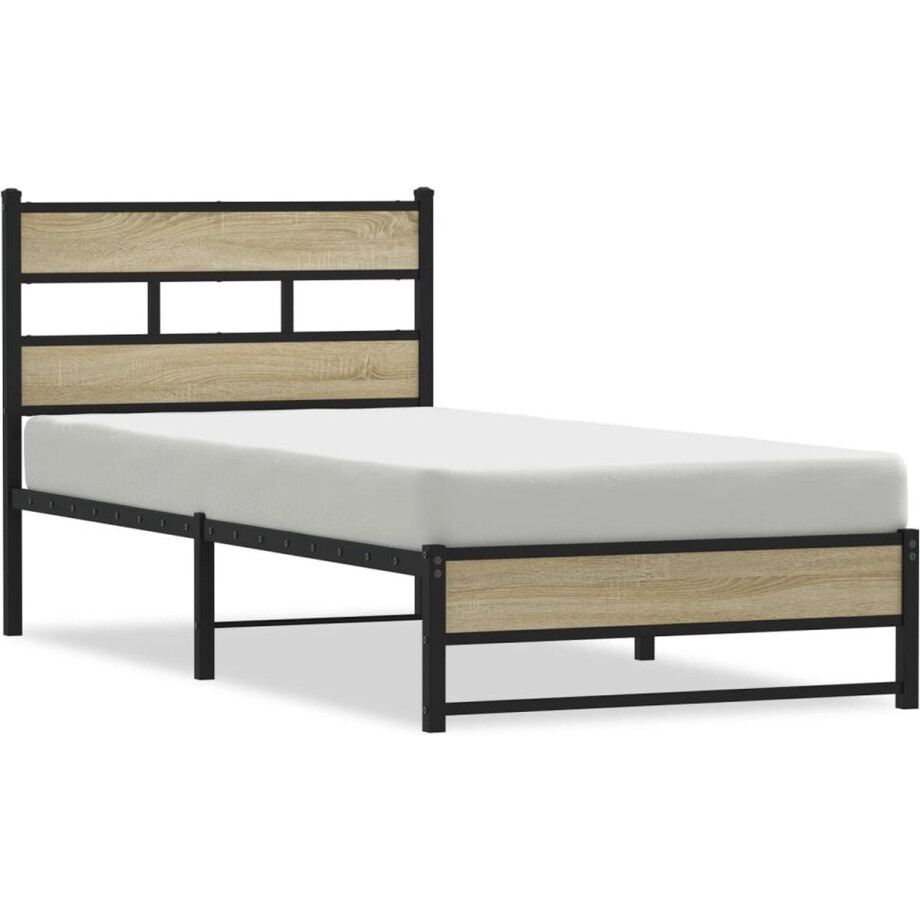 vidaXL - Bedframe - zonder - matras - hout - sonoma - eikenkleurig - 100x190 - cm vidaXL - Bedframe - zonder - matras - hout - sonoma - eikenkleurig - 100x190 - cm afbeelding 1