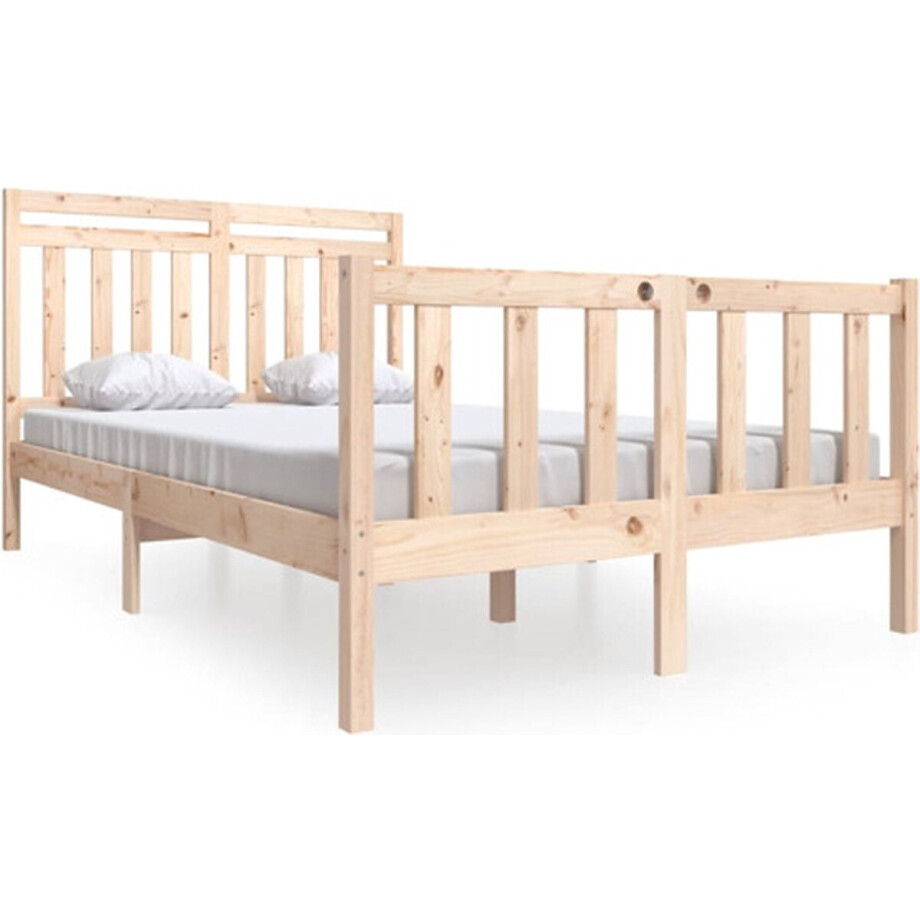 vidaXL - Bedframe - massief - hout - 140x200 - cm vidaXL - Bedframe - massief - hout - 140x200 - cm afbeelding 1