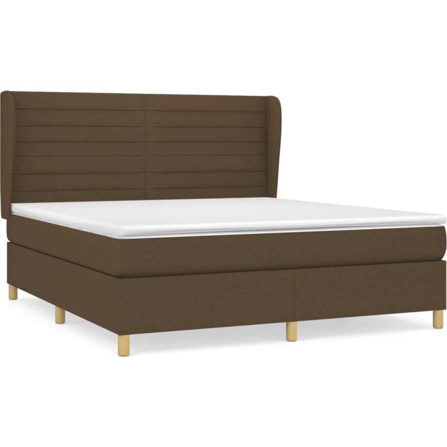 vidaXL - Boxspring - met - matras - stof - donkerbruin - 180x200 - cm vidaXL - Boxspring - met - matras - stof - donkerbruin - 180x200 - cm afbeelding 1