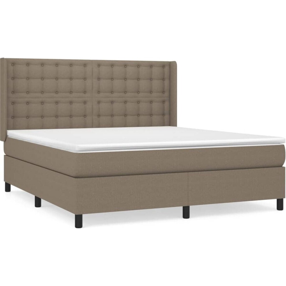vidaXL - Boxspring - met - matras - stof - taupe - 160x200 - cm vidaXL - Boxspring - met - matras - stof - taupe - 160x200 - cm afbeelding 1