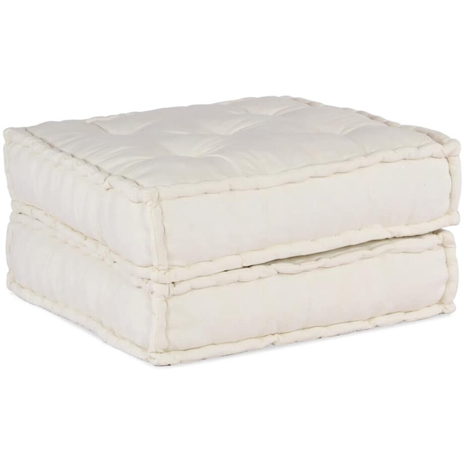 vidaXL - Poef - modulair - 70x70x36 - crèmekleurig - stof afbeelding 1