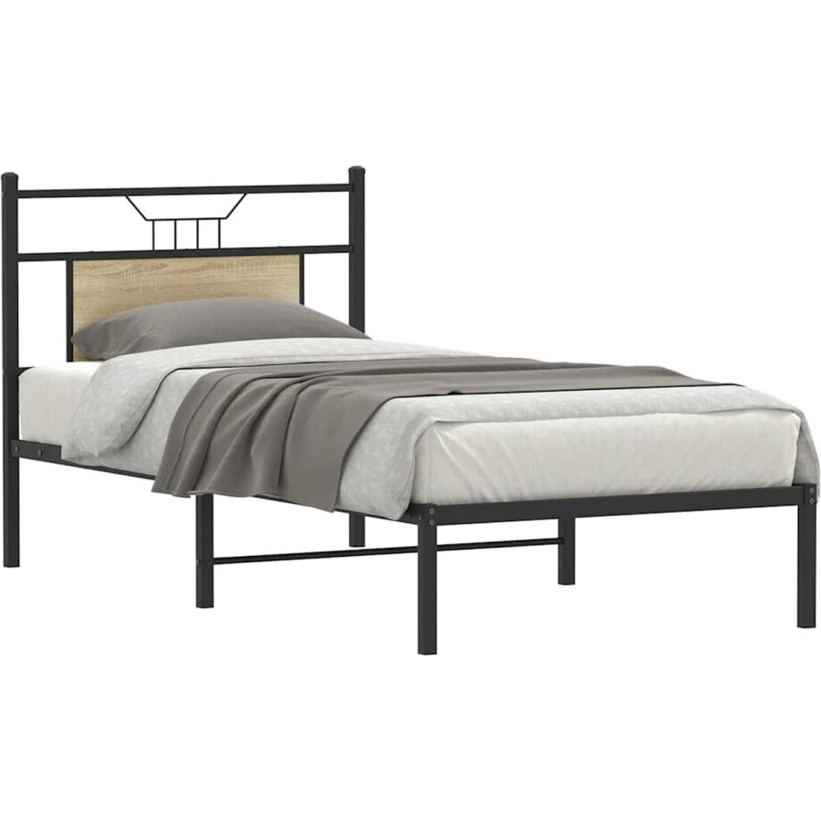 vidaXL - Bedframe - zonder - matras - hout - sonoma - eikenkleurig - 90x190 - cm vidaXL - Bedframe - zonder - matras - hout - sonoma - eikenkleurig - 90x190 - cm afbeelding 1