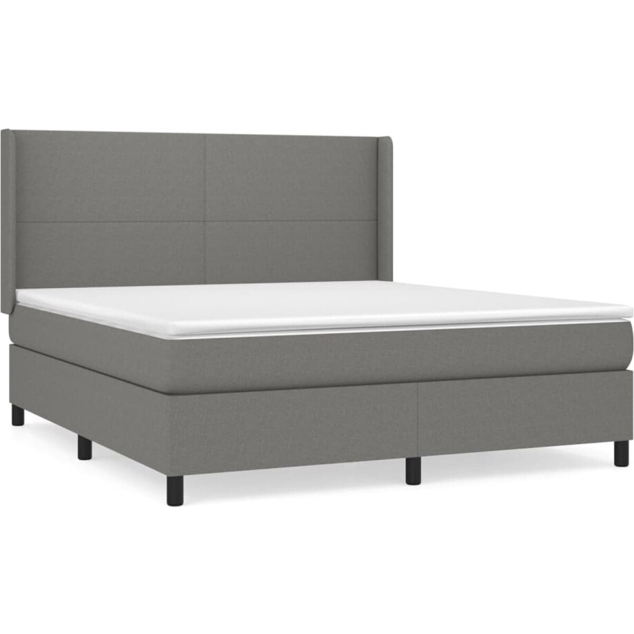 vidaXL - Boxspring - met - matras - stof - donkergrijs - 180x200 - cm vidaXL - Boxspring - met - matras - stof - donkergrijs - 180x200 - cm afbeelding 1