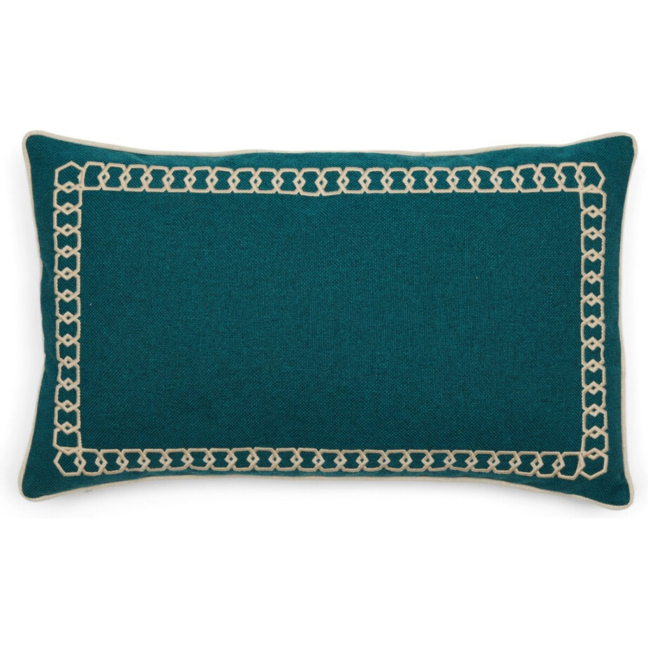 Riviera Maison Kussenhoes 50x30 - Mustique Chain Pillow Cover - Groen Blauw afbeelding 1
