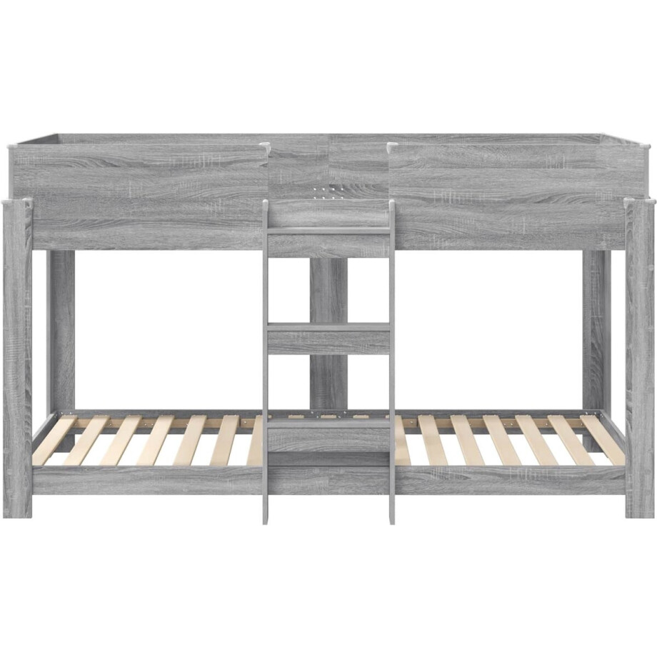 vidaXL - Stapeld - bed - voor - kids - Grijs - Sonoma - 90 - x - 190 - cm - Bewerkt - hout afbeelding 1