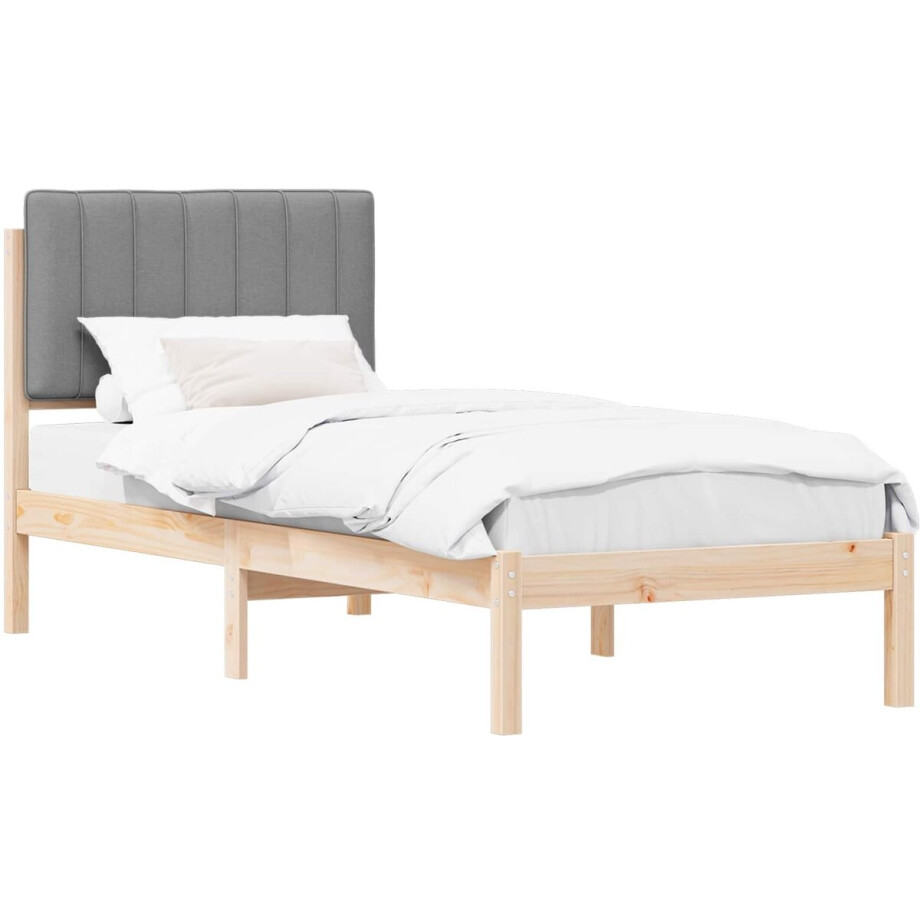 vidaXL - Bedframe - met - Gevoerde - Hoofdbord - Lichtgrijs - 80 - x - 200 - cm vidaXL - Bedframe - met - Gevoerde - Hoofdbord - Lichtgrijs - 80 - x - 200 - cm afbeelding 1